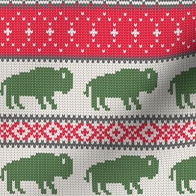 Buffalo Fair Isle - green & red - holiday Christmas winter sweater -  LAD20