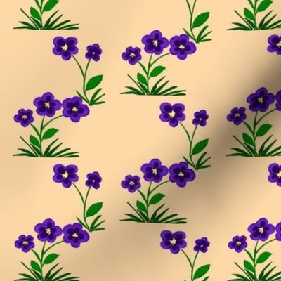 Purple Fantasy Flowers on Cantaloupe - Medium Scale