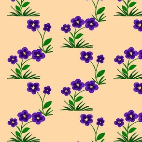 Purple Fantasy Flowers on Cantaloupe - Medium Scale