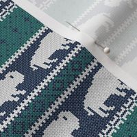 (small scale) Buffalo Fair Isle - blue and teal - holiday Christmas winter sweater -  LAD20