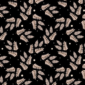  Scandinavian pattern. leaves, branches, and twigs in warm beige colors