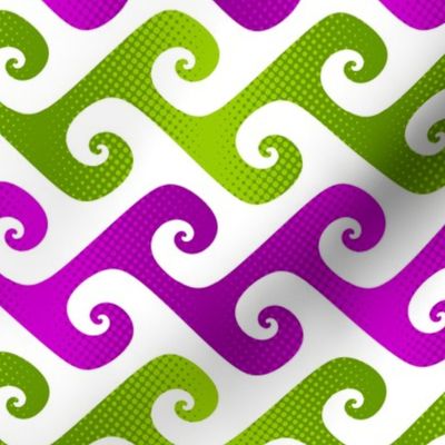 tendrils in bright lime and plum