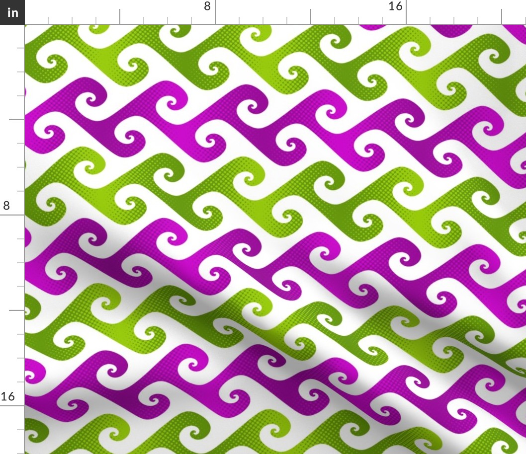 tendrils in bright lime and plum