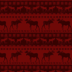 Warn Out | Dark Red Christmas Moose Print