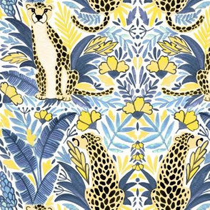 Leopards and blue branches, tropical colection