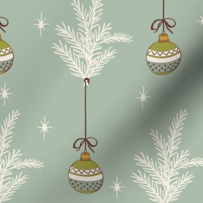 Ribbon Ornaments - Medium - Mint, Cream