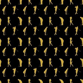 Small-Scale | Golden Golfer Silhouette Playing Golf Sports Lovers