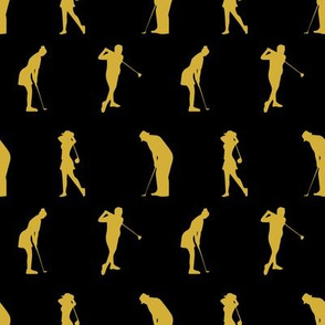 Medium-Scale | Golden Golfer Silhouette Playing Golf Sports Lovers