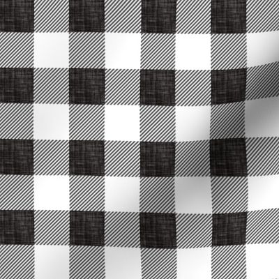 1" dark ash linen buffalo check