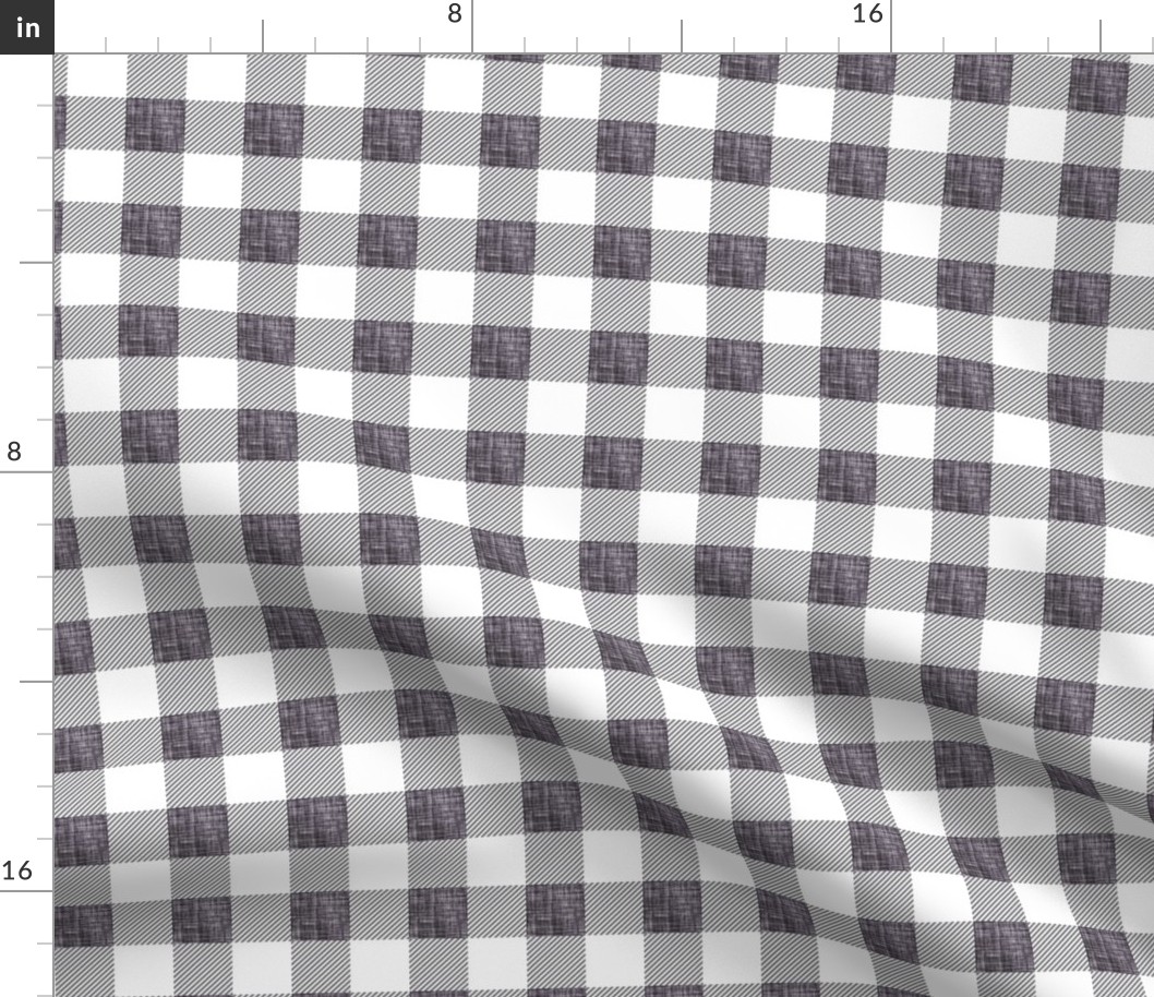 1" graphite linen buffalo check