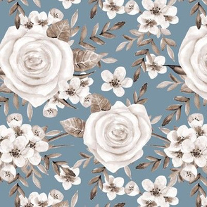 Vintage roses. Sepia and dark blue