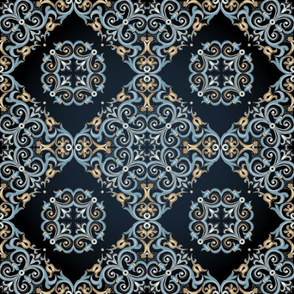 Floral tracery on black. Moroccan Ornaments