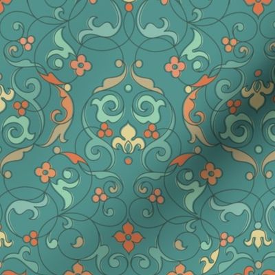 Turquoise floral tracery. Eastern Ornaments