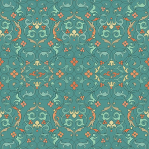Turquoise floral tracery. Eastern Ornaments