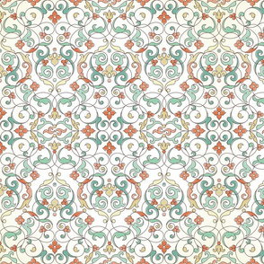 Pastel floral tracery. Eastern Ornaments