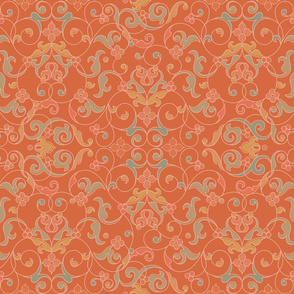 Orange floral tracery. Eastern Ornaments