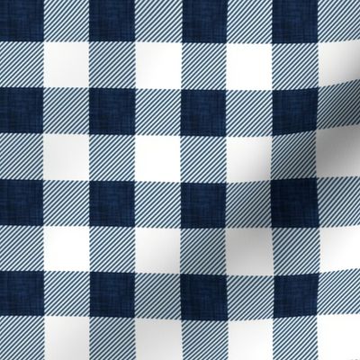 1" navy linen no. 3 buffalo check