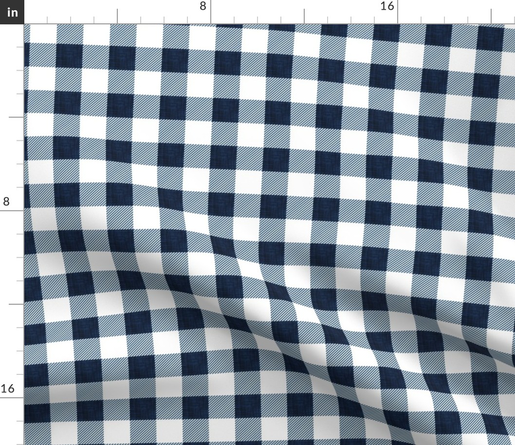 1" navy linen no. 3 buffalo check