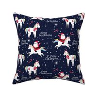 Christmas Fabric Funny Holiday Santa Unicorn Merry Christmas-01