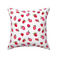 Watercolor strawberry on white smaller. Use the design for kitchen and pantry walls, backsplash or a summer dress. Loose watercolor style