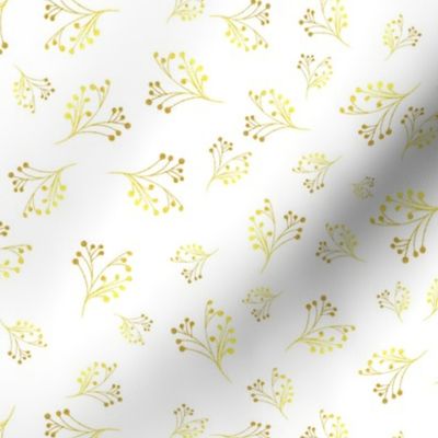 Golden Flourishes on Black Background Fabric