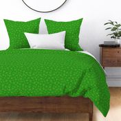 Golden Flourishes on Bright Green Background Fabric 