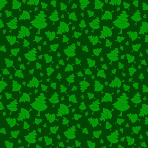 Christmas Trees on Green  Random Pattern Fabric