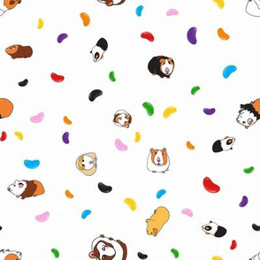 Guinea Pigs and Jelly Beans on white 8x8 