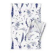 Oriental Ink Motif - blue on white, large