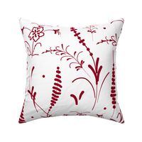 Oriental Ink Motif - rich ruby red on white, large