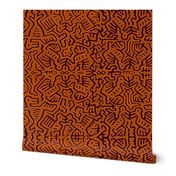 Panama Mola Pajaros Besando - Large Scale - Orange Rust Yellow - Design 10787689