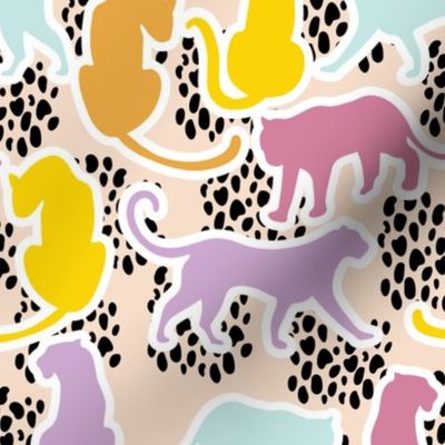 Colorful Leopard silhouettes