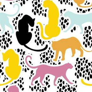 Colorful Leopard silhouettes