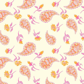 Pink and Tangerine Paisley Floral