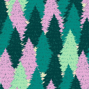 Colorful Forest - Teal and Purple