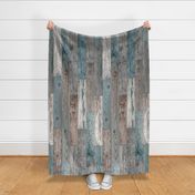 Reclaimed Boat Wood Random Tiles Teal Grey Taupe