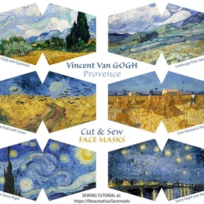 Van Gogh Face Masks Landscapes from Provence in blue and yellow