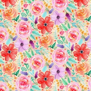 Bold Blooms (Beige Background) - Tiny