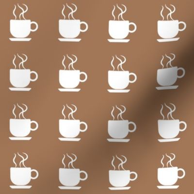 White coffee cups silhouettes on moka