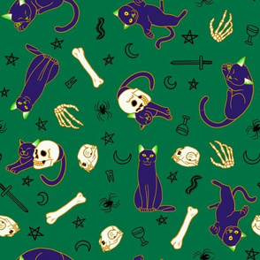 Witches Cats and Bones: Green