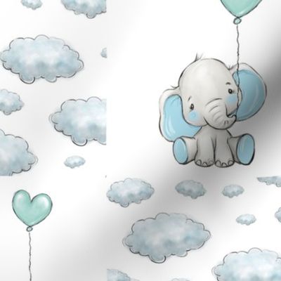 BLUE elephant patchwork cloud