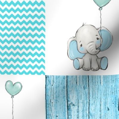 BLUE elephant patchwork 