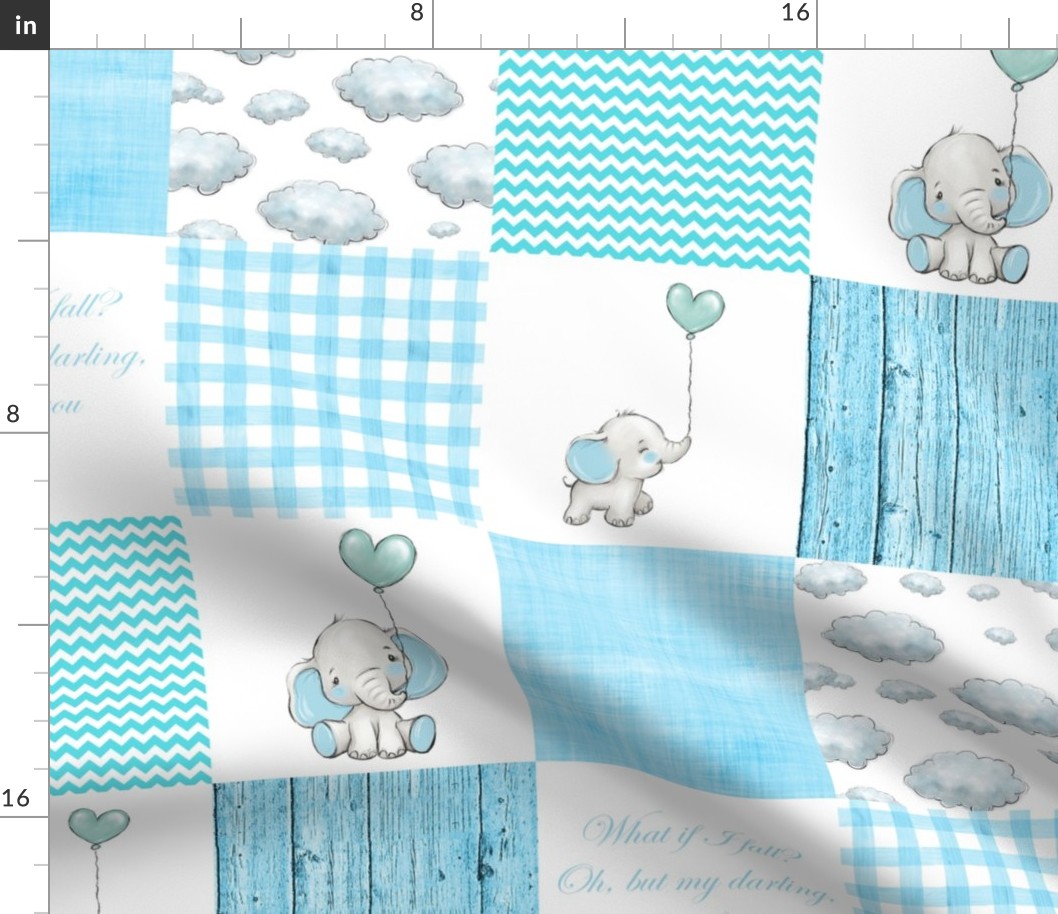 BLUE elephant patchwork 