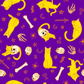 Witches Cats and Bones: Purple Yellow