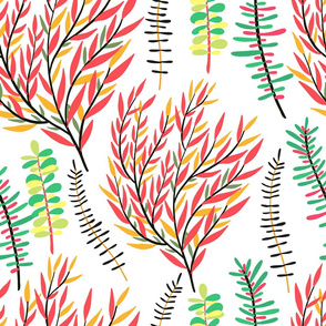 Leaves and branches floral pattern