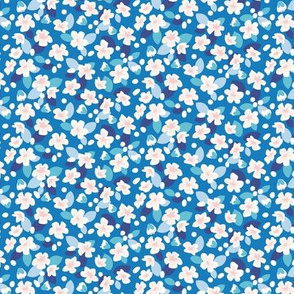 Spring Floral Pear blossom ditsy classic blue by Pippa Shaw
