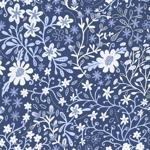 large scale bold blue floral