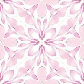 Pink floral Moroccan  tile, Large, from Anines Atelier. Use the design for a pink tile backsplash, nursery, or girls room decor.