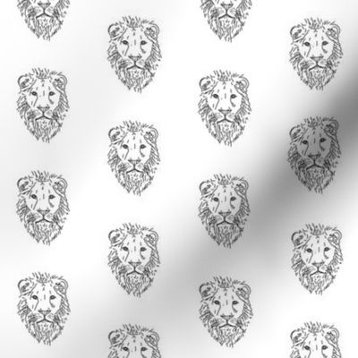 black and white contour lion faces