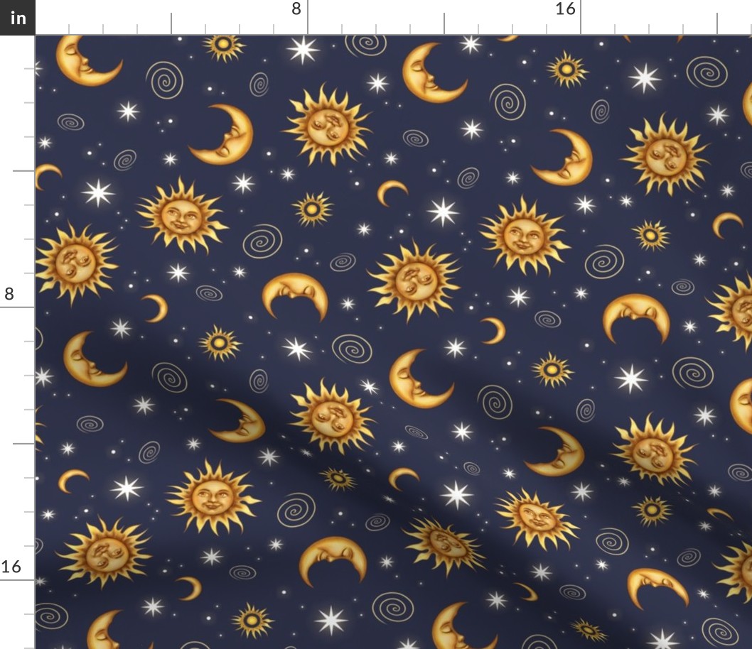 Vintage Celestial Pattern Small Fabric | Spoonflower